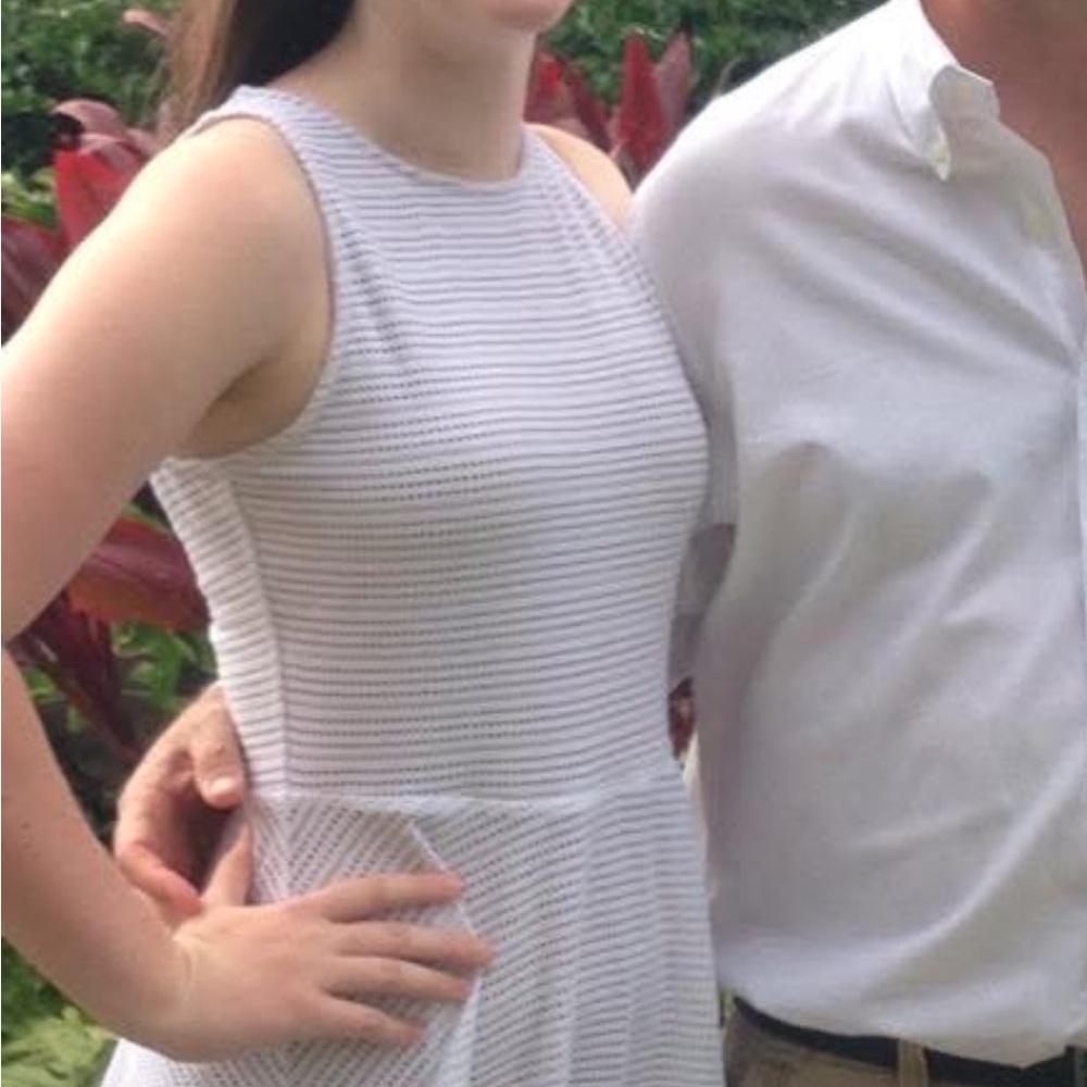 BCBGMaxAzria White Textured Midi Dress